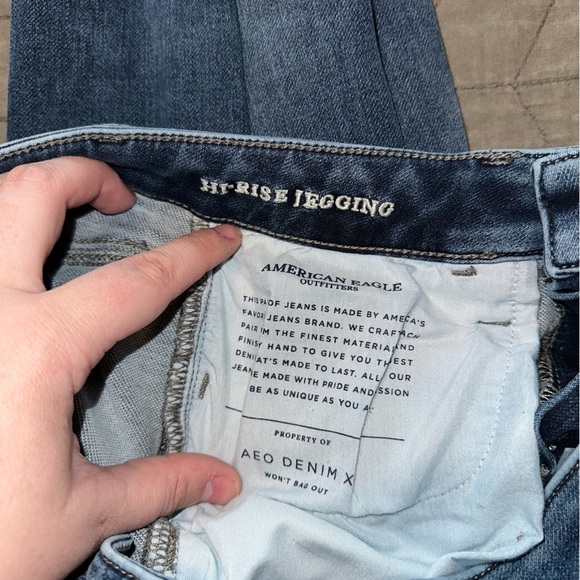 American Eagle High Rise Jegging Size 4 Short Super Stretch Light Wash - Picture 5 of 12